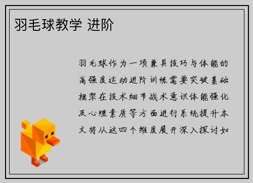羽毛球教学 进阶