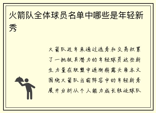 火箭队全体球员名单中哪些是年轻新秀